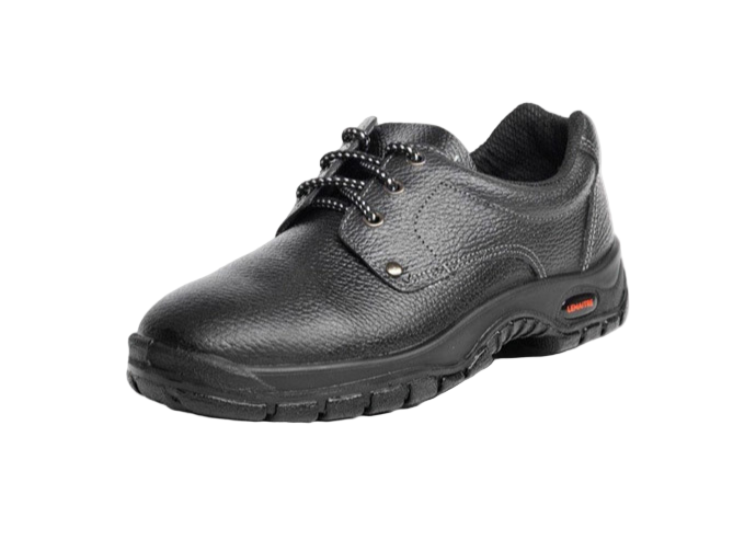 Black leather safety shoe
