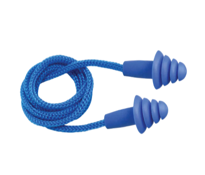Blue Reusable Earplug Corded With Metal Detector
