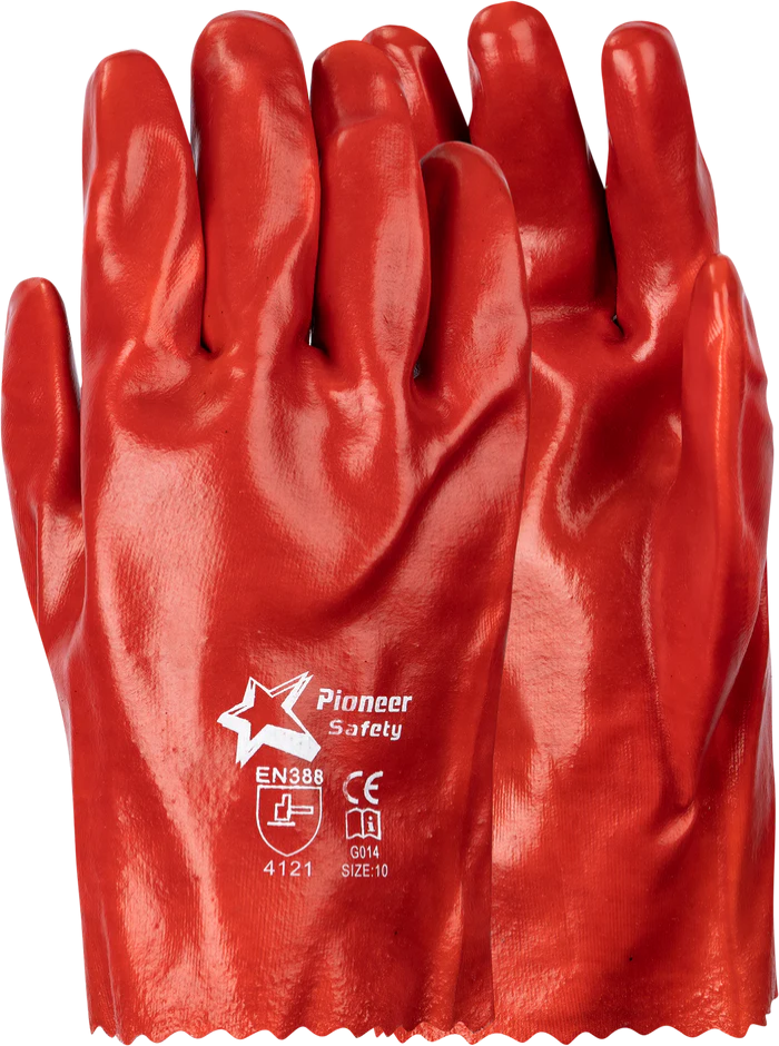 PVC Red Medium Weight 27cm Open Cuff Glove