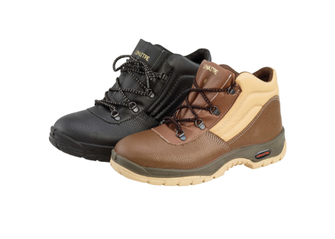 Pair of black and brown safety boots