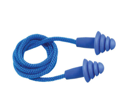 Blue Reusable Earplug Corded With Metal Detector