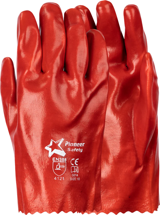 PVC Red Medium Weight 27cm Open Cuff Glove